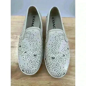Coach Chalk Celestial Star Leather Slip-on Sneakers Women's Size 11B